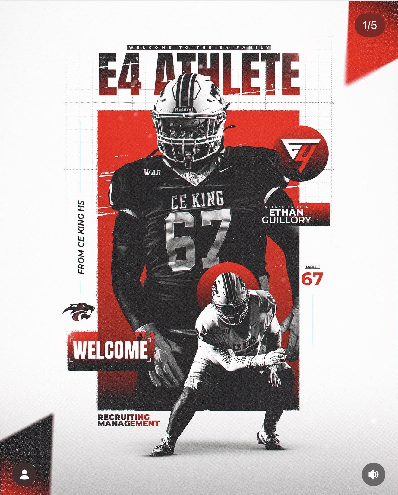 Ethan Guillory E4 athlete recruiting flyer